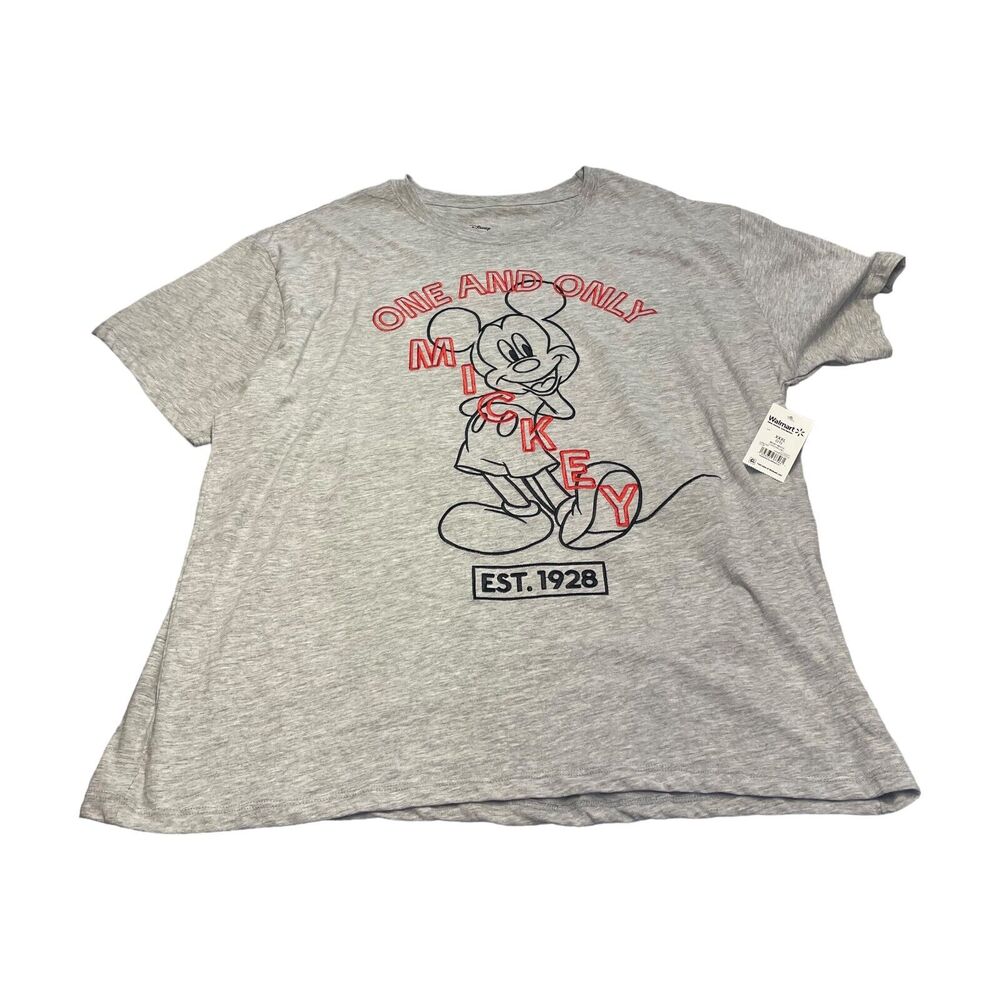Disney Mickey Mouse T-Shirt Youth 3XL Heather Gray Cotton Crew Neck Short Sleeve - Picture 1 of 7